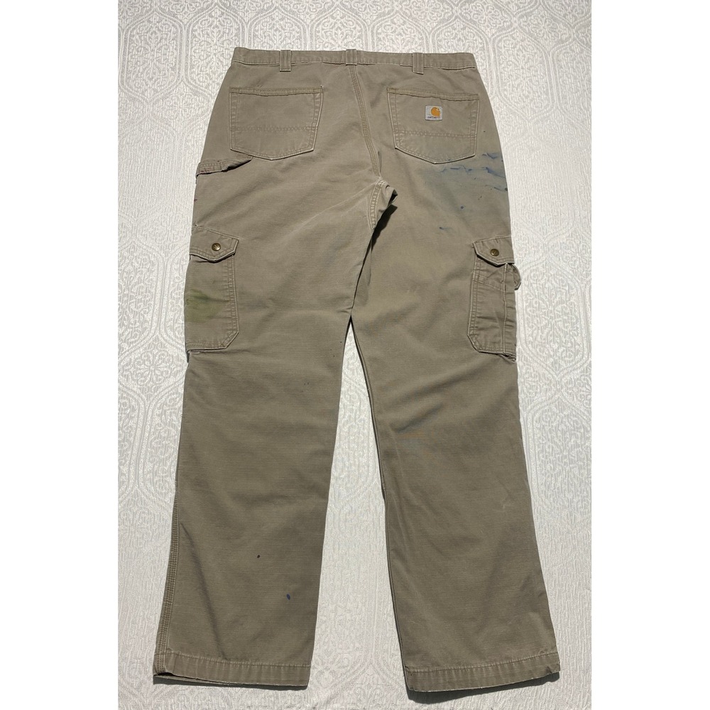 Carhartt B342 Double Knee Relaxed Fit Ripstop Cargo Work Pants Tan Mens 38x34